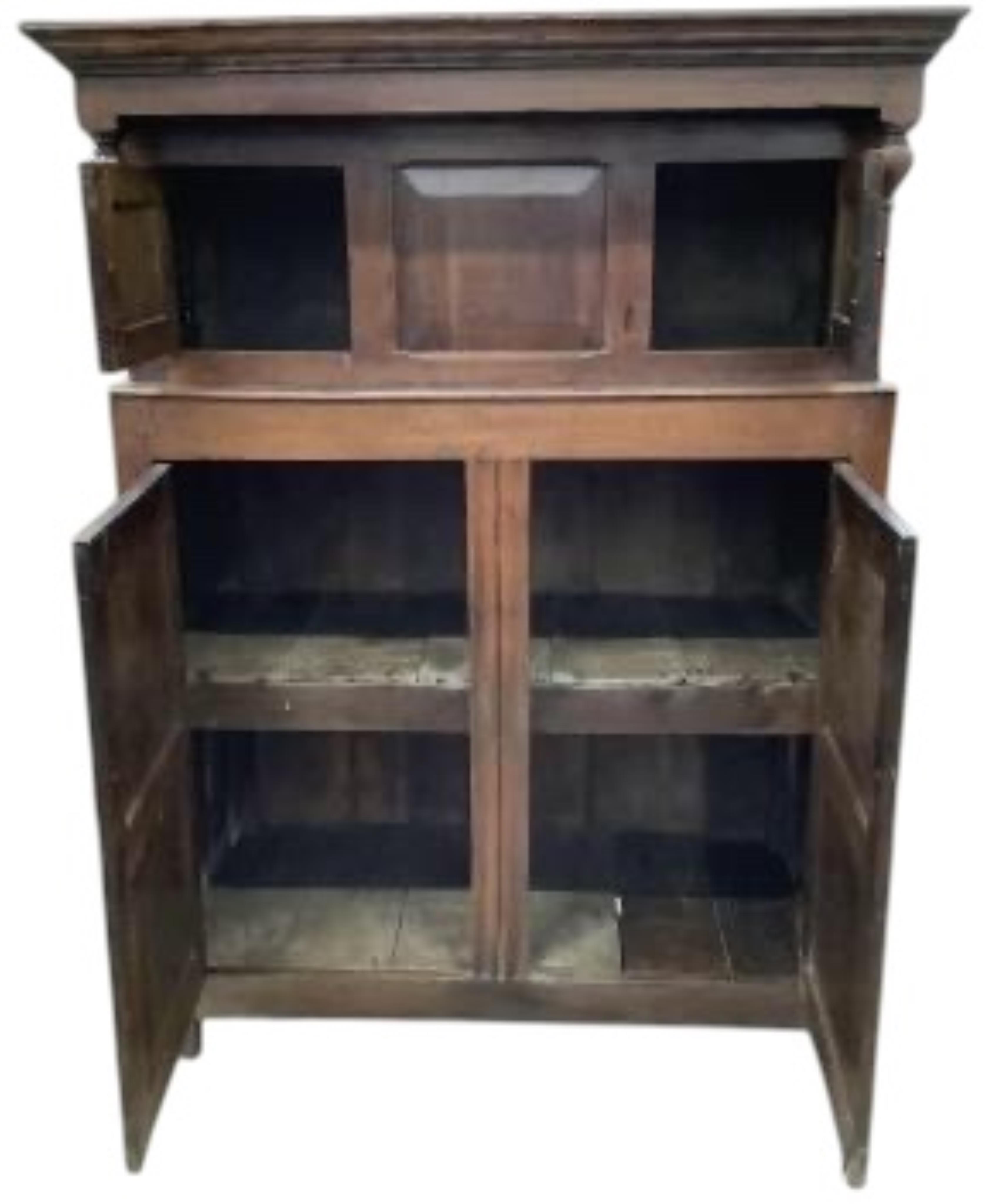 An 18th century oak court cupboard, width 122cm, depth 54cm, height 171cm